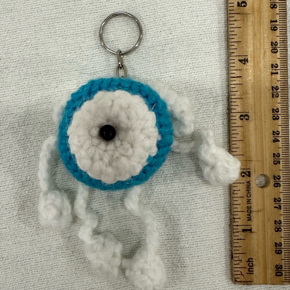 Crochet Blue and White Keychain